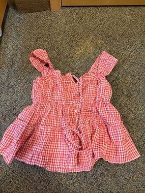 Rewind Red Gingham Button-Front Ruffle Tank